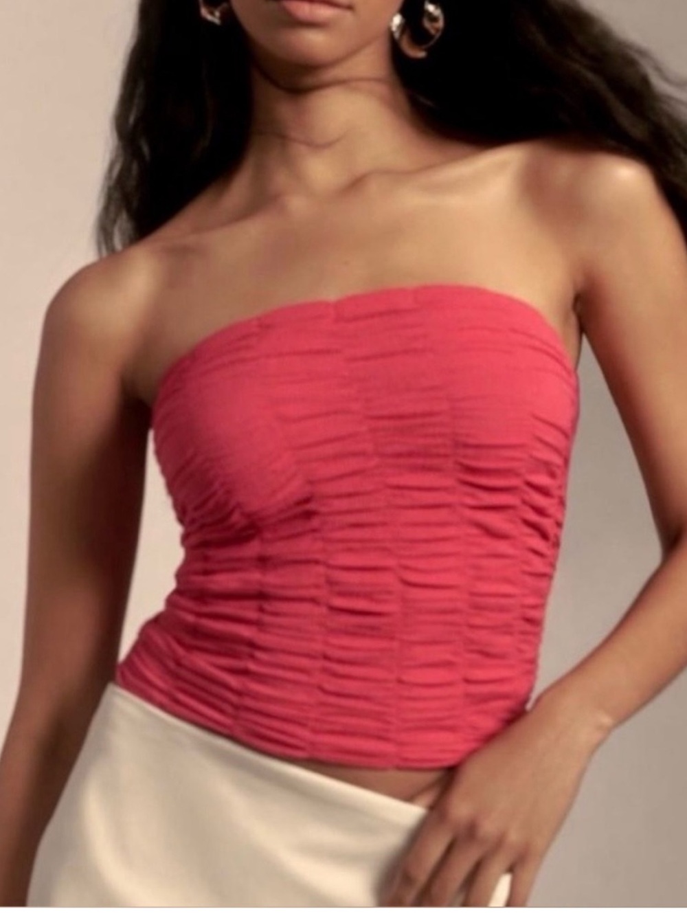 Anthropologie Pink/Rose Ruched Strapless Tube Top